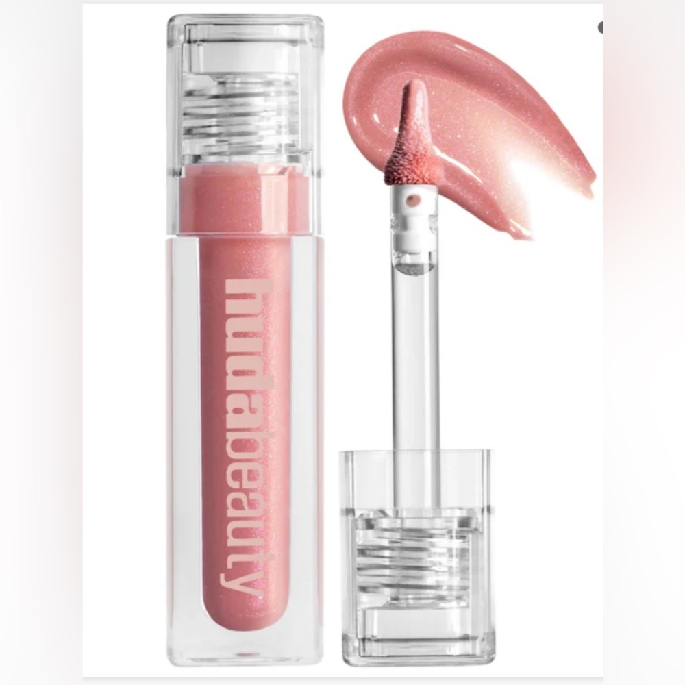 Huda Beauty Faux Filler Shiny Non-Sticky Lip Gloss in She Flirty Icy Nude NEW!